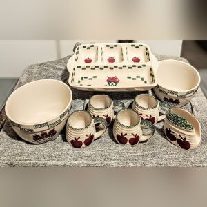 VTG Alco Stoneware "Apple Garden" Pattern Set Of 8